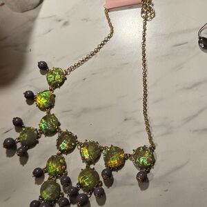 Elegant Gold and Green Statement Necklace
